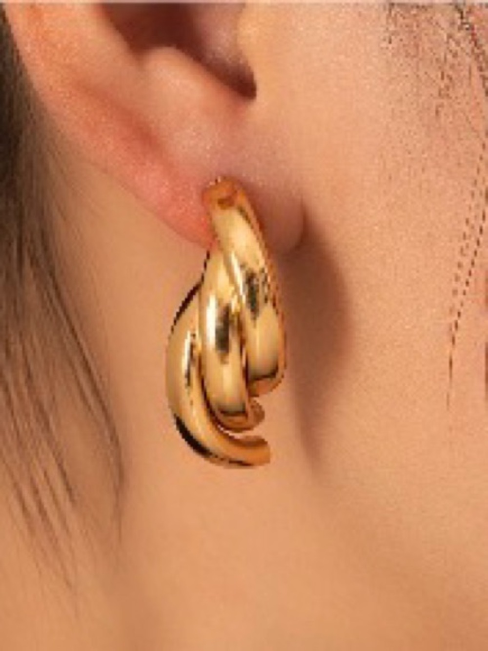 18k Gold chunky Twisted Hoop Earrings - Women Jewelry